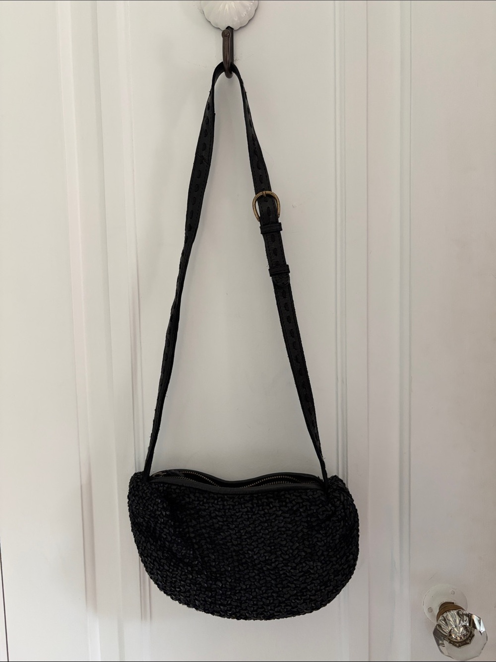 Last chance! Latico • Black Leather Woven Baguette Bag